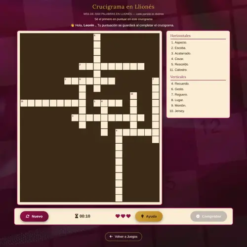 Crucigrama en Llionés