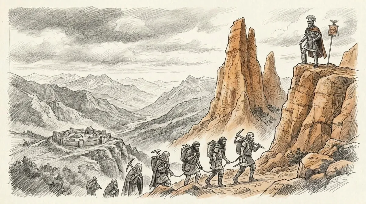 Dibujo de Las Médulas, en El Bierzo