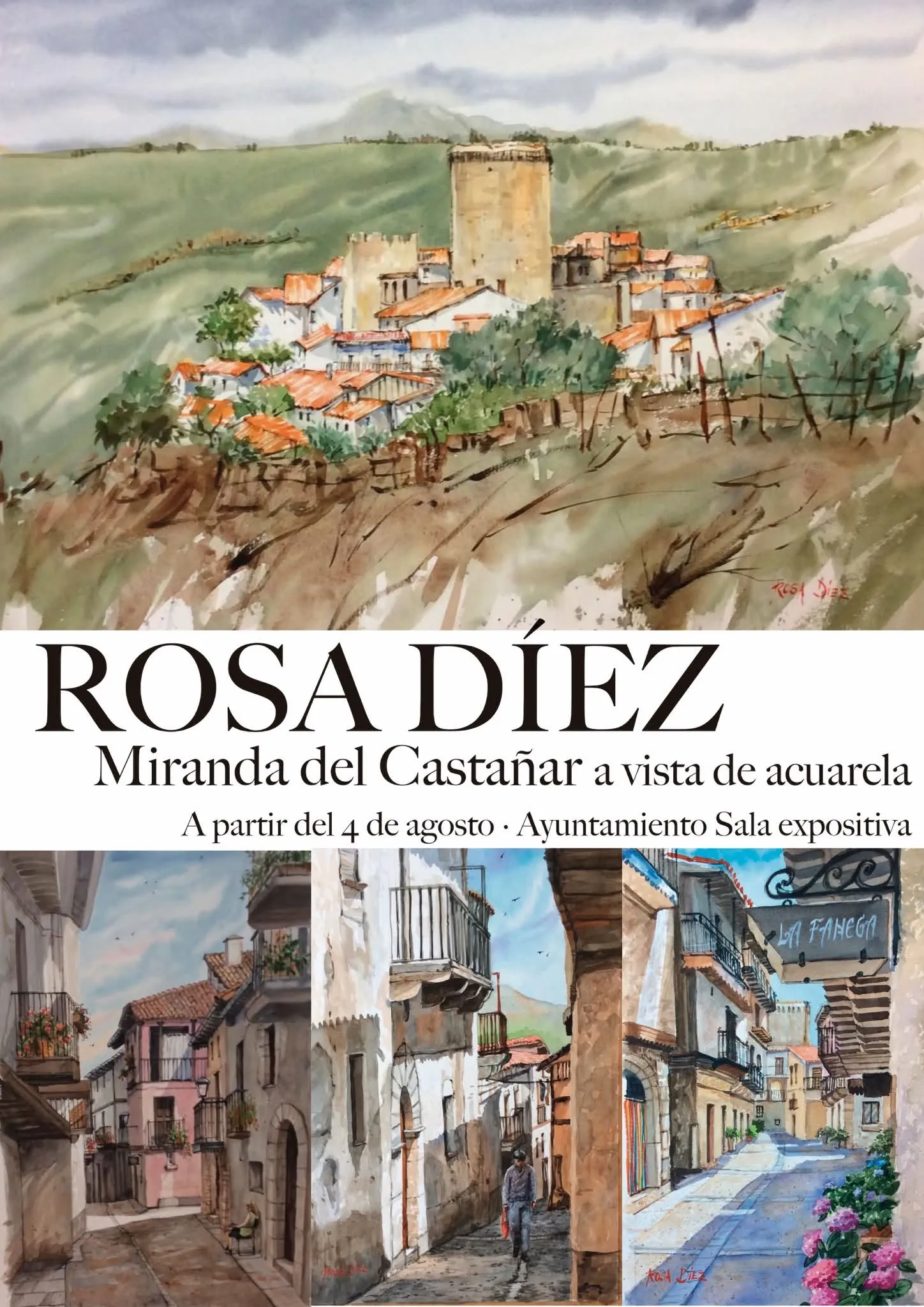 Miranda del Castañar a vista de acuarela
