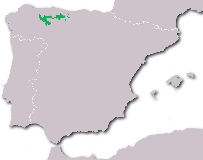 Mapa de distribución del urogallo cantábrico en España