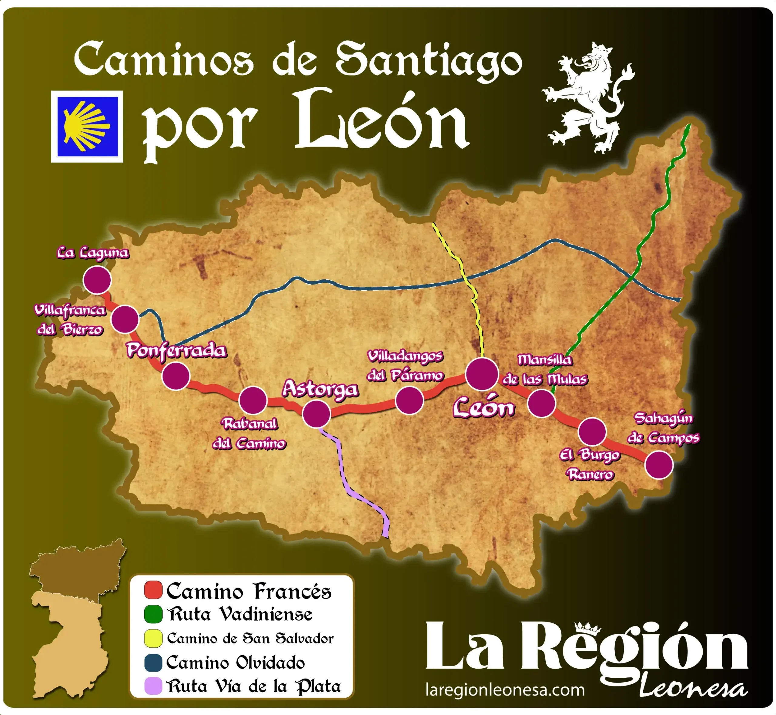 Camino de Santiago  Todos los Caminos, Etapas, Mapas y Pueblos